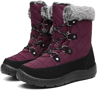 ZEENXIUYA Womens Snow Boots Comfortable Warm Fur Lined Winter Waterproof Flat Lace-Up Ankle Boots Outdoor Winter Booties