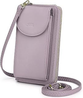 S-ZONE PU Leather RFID Blocking Crossbody Cell Phone Bag for Women Wallet Purse