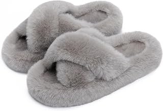 Chantomoo Ladies Memory Foam Slippers Bedroom Plush Comfortable Faux Fur Lined Non-Slip Sole Slippers Fashion Gift