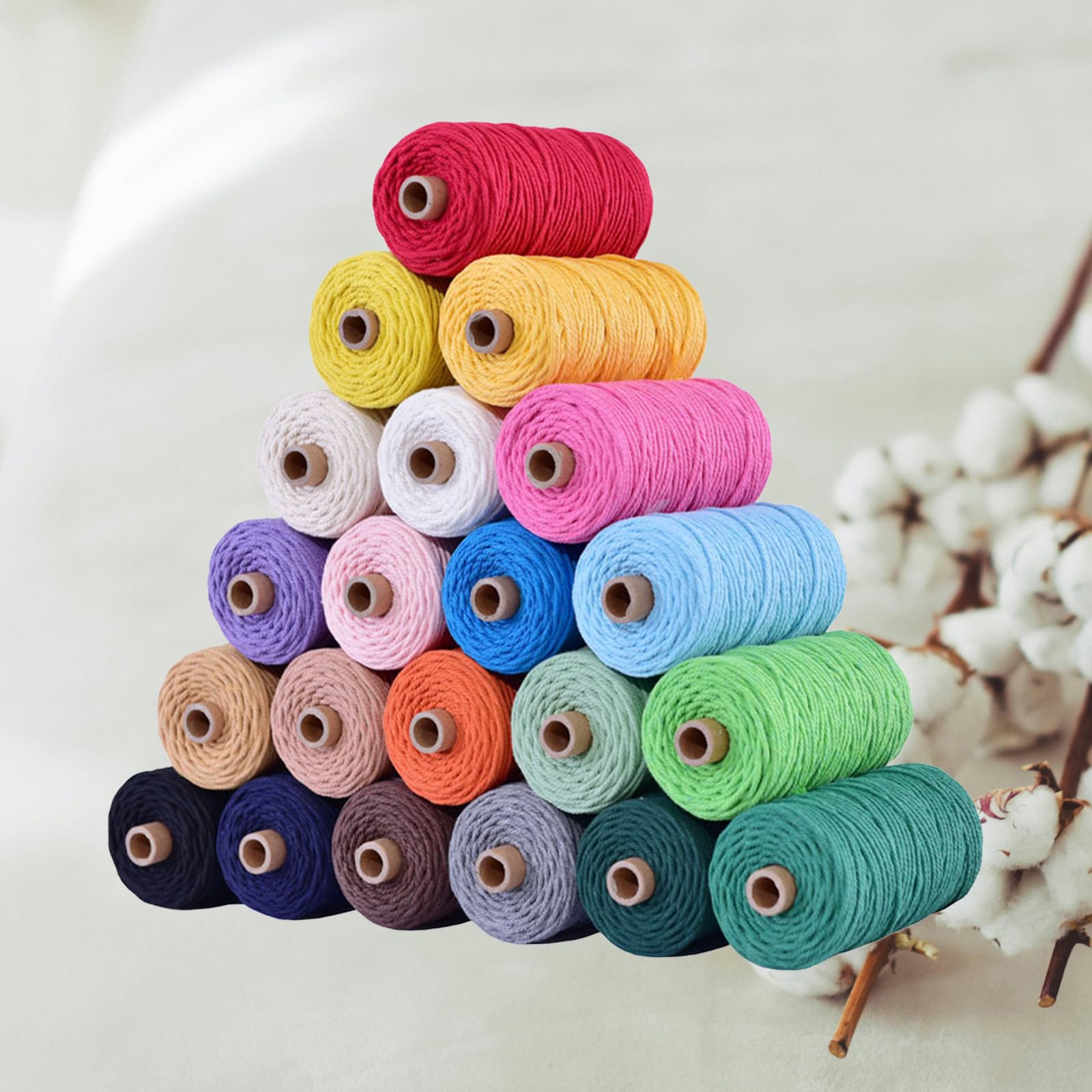 3mm Natural Macrame Cord 90 Yards Light Pink Colorful Cotton Cord for Wall Hangi