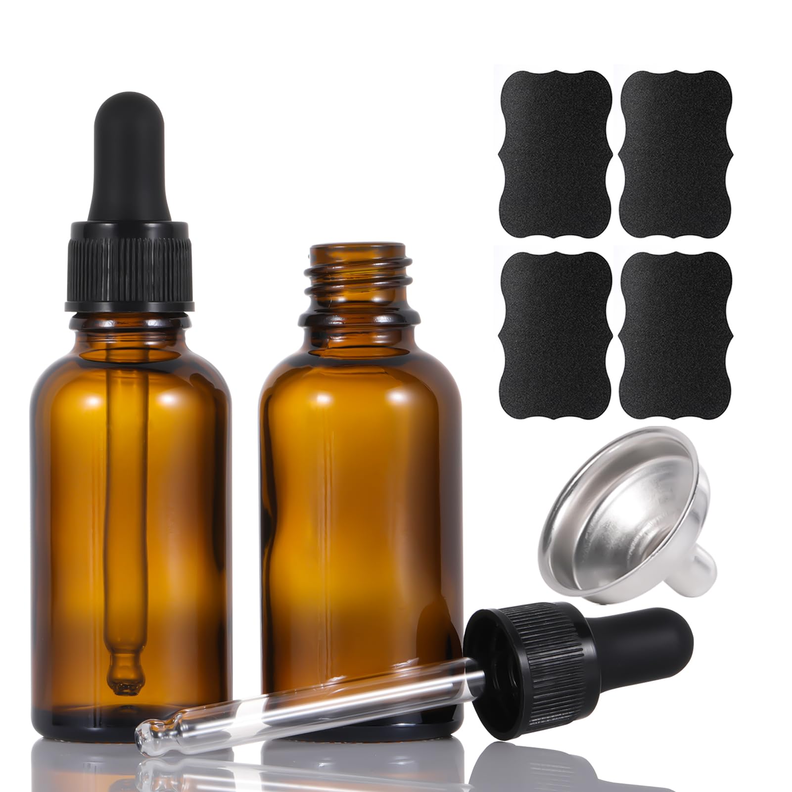 Amber Glass Dropper Bottle,2pcs 30ml Small Empty Reusable Eliquid Pipette Ear Dr