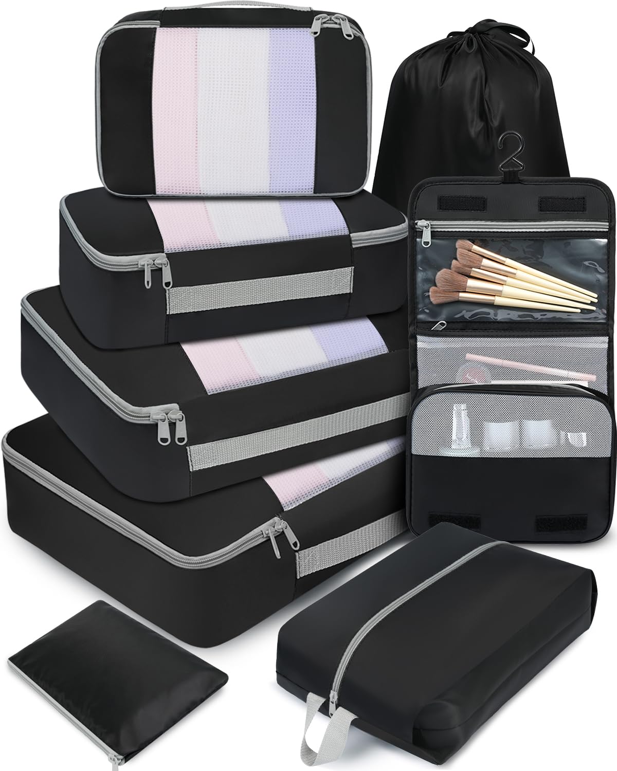 BAGAIL 8 Set Packing Cubes Various Sizes Packing Organizer for Travel Accessorie