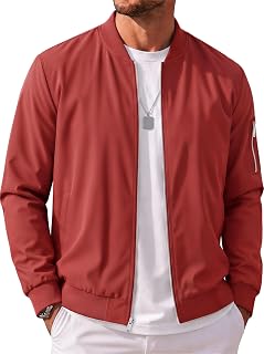 MAGCOMSEN Bomber da uomo leggero casual giacca a vento primavera autunno zip cappotto con 5 tasche