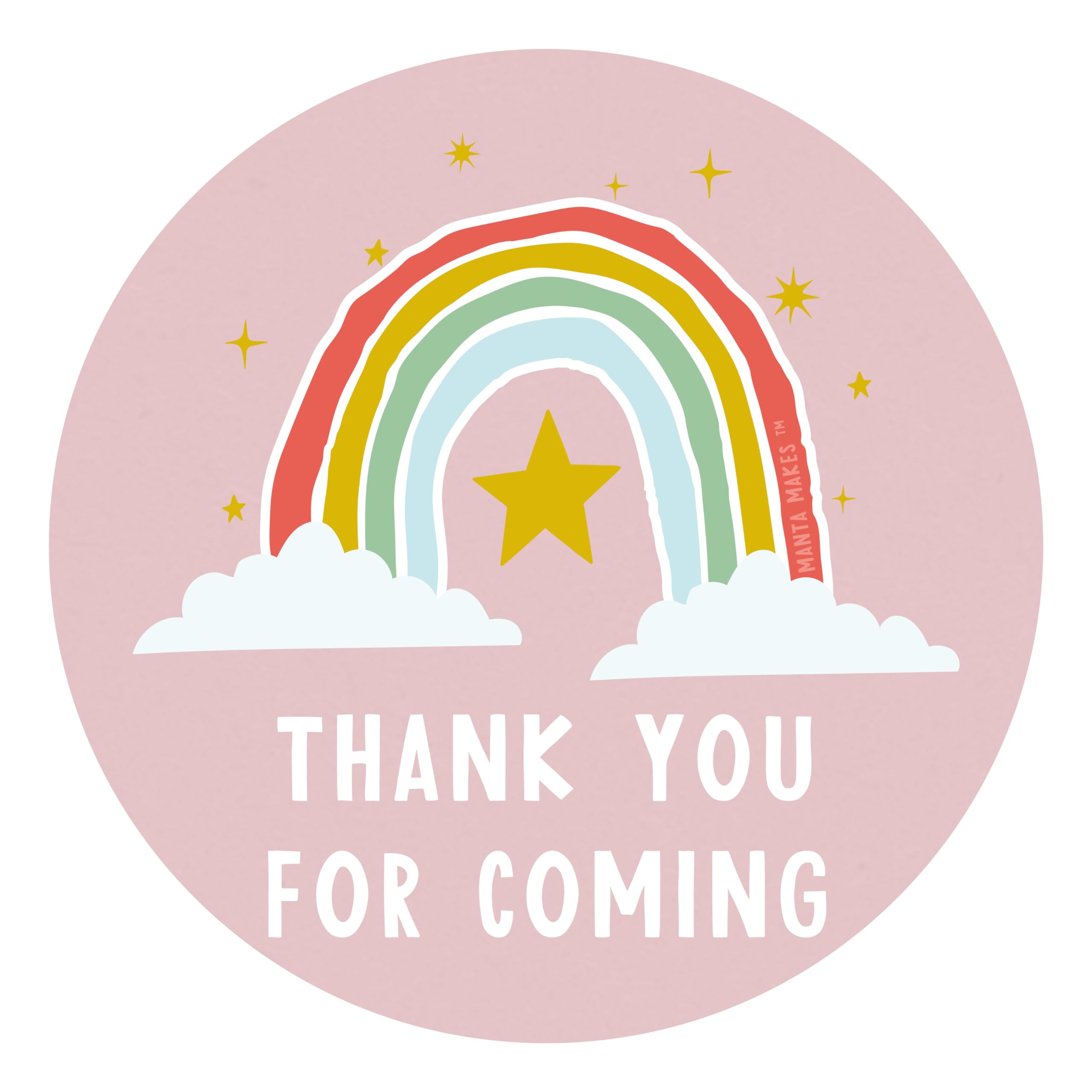Manta Makes Thank You for Coming to My Party Stickers for Party Bags, 35 x 37mm 