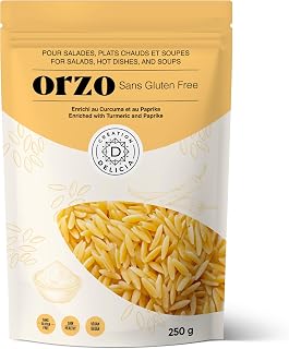 CRÉATION DELICIA Original Gluten Free Orzo Pasta (4 x 250g) | Rice-Based Pasta, Authentic Texture, High Protein, Low Fat, Perfect for Salads, Soups, Side Dishes & Hot Dishes