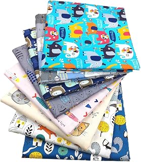 8 Pieces 100% Cotton Cartoon Fabric for DIY Decoration, Sewing, Crafts, Pre-Cut Quilting, Quilting Fabric (19.6" x 19.6")