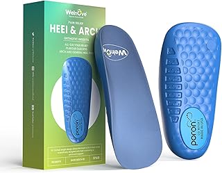 Welnove Memory Foam Heel Insert,Achilles Tendonitis Insoles for Heel Pain - Shock Absorption & Extra Cushioning Comfort Heel Inserts for Heel Spur Relief,3/4 Length,Women 4-7.5 Men 4-7