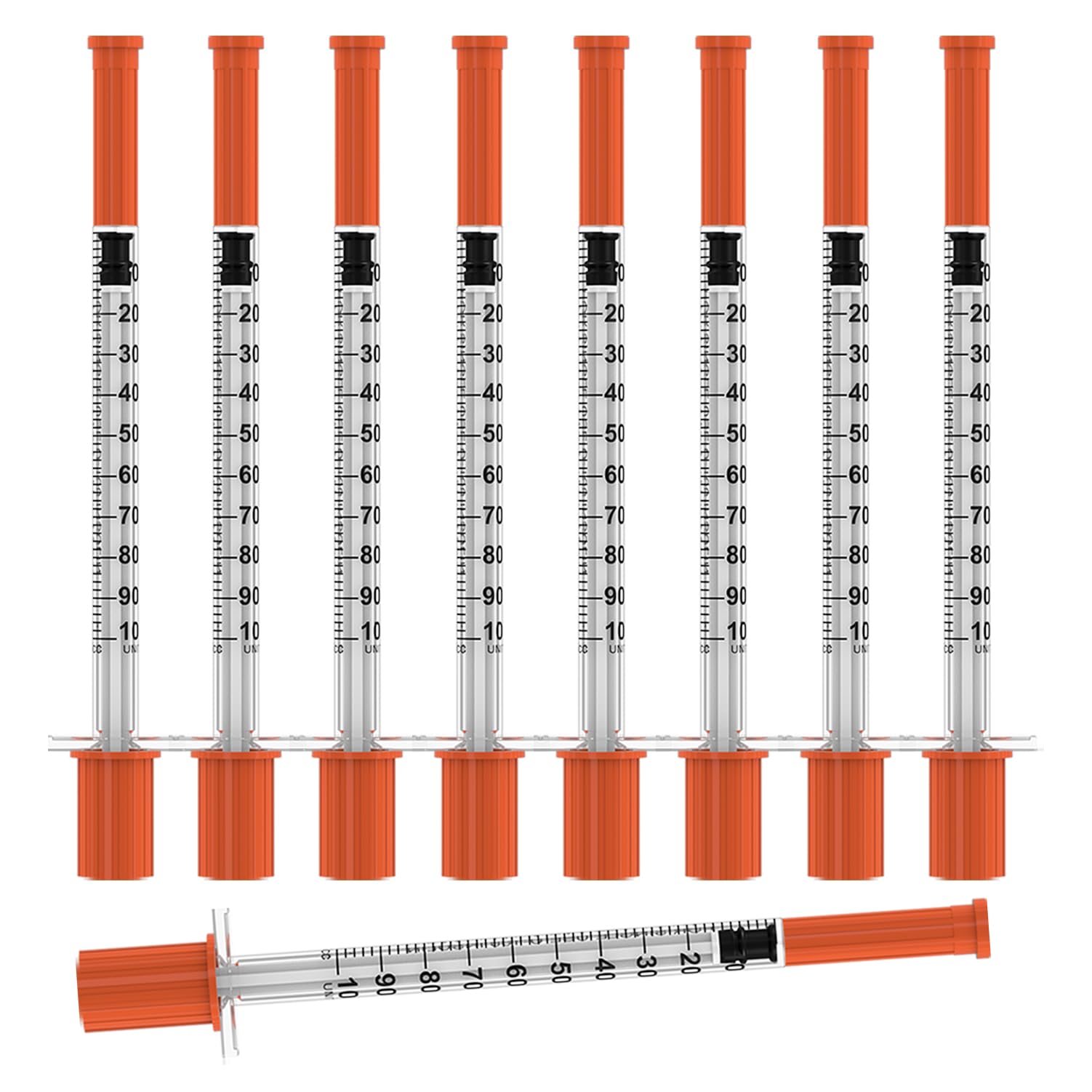 U-100 Disposable Syringes with Needle,1ml/cc,30G 5/16" (8mm), Individually Wrapp