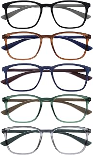 OPULIZE Max Reading Glasses - Pack of 5 - Classic Rectangular Frame - Matt Black Brown Blue Green Grey - Men Women - RRRR78-12367 - +2.00