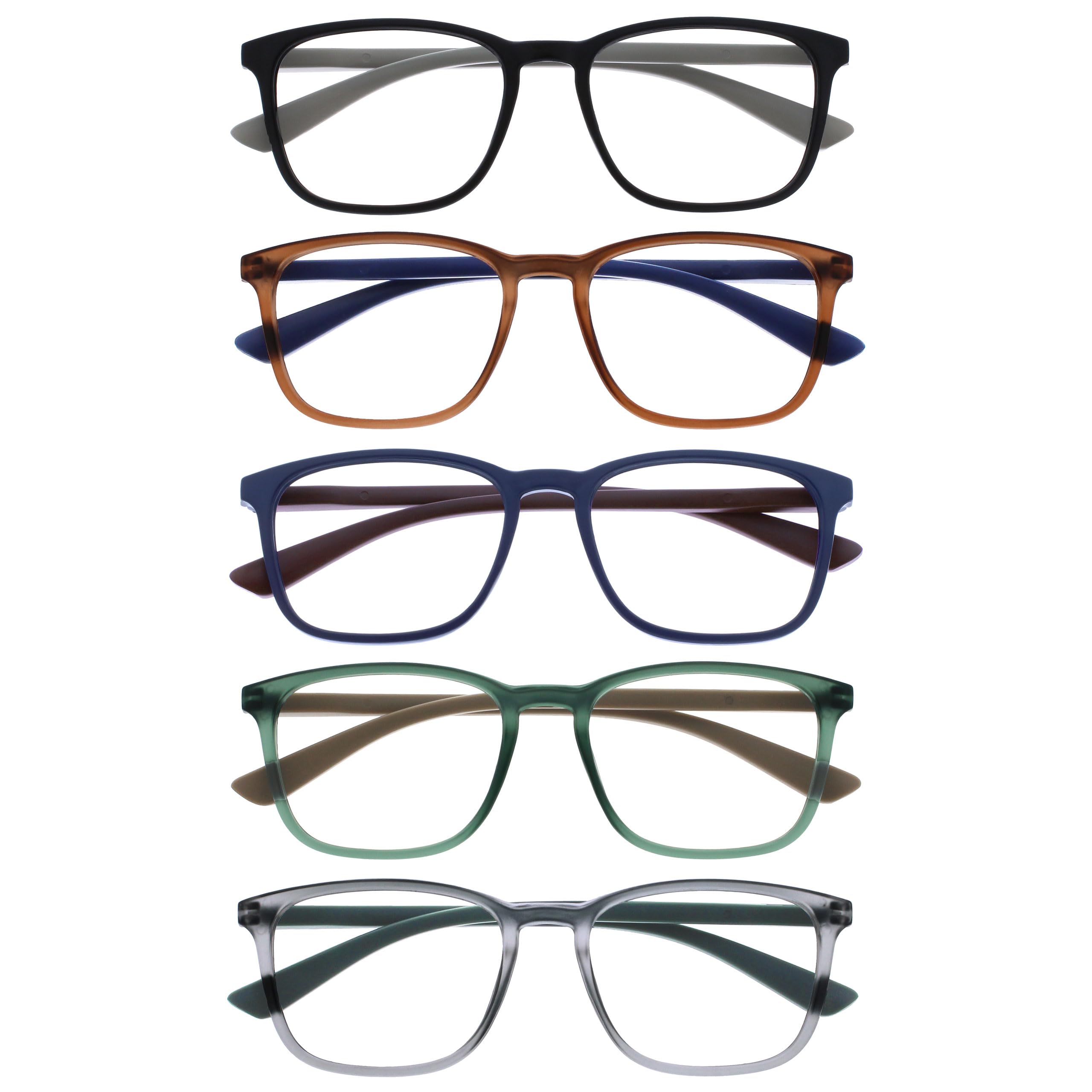 OPULIZE Max Reading Glasses - Pack of 5 - Classic Rectangular Frame - Matt Black