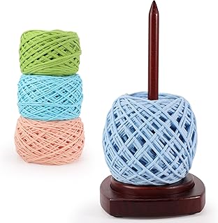 Caydo Wooden Yarn Holder for Knitting and Crocheting, Yarn Spinner Holder | Easy Install and Operate Yarn Spinner with Yarn Storage, Perfect Crochet Gift for Craft Enthusiasts - Brown