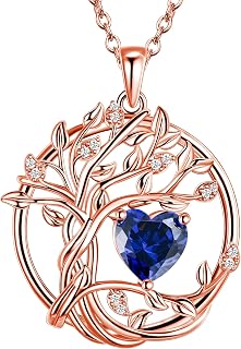 S925 Sterling Silver Tree Of Life Birthstone Necklace Jewelry For Women