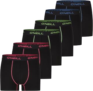 O'Neill Men's Boxer Shorts Plain Sports Boxer M L XL XXL 95% Cotton Men's Trunk Underwear Without Fly Pack of 6 Black Red Blue