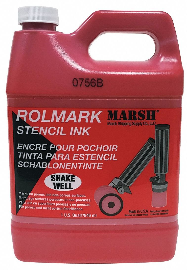 MARSH-20909 Rolmark Stencil Ink, 1 qt Can, Red