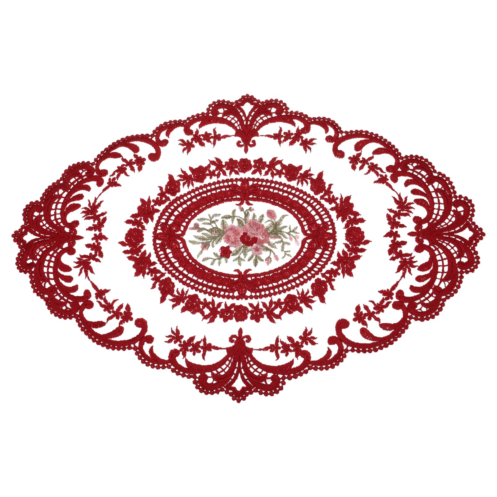 Generic Retro Lace Placemats 12x16 Inch Oval Embroidery Table Placemats French C