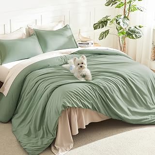 Litanika King Comforter Set Sage Green, 3 Pieces Lightweight Solid Bed Set | Soft Fluffy Down Alternative All Season Quilt Blanket