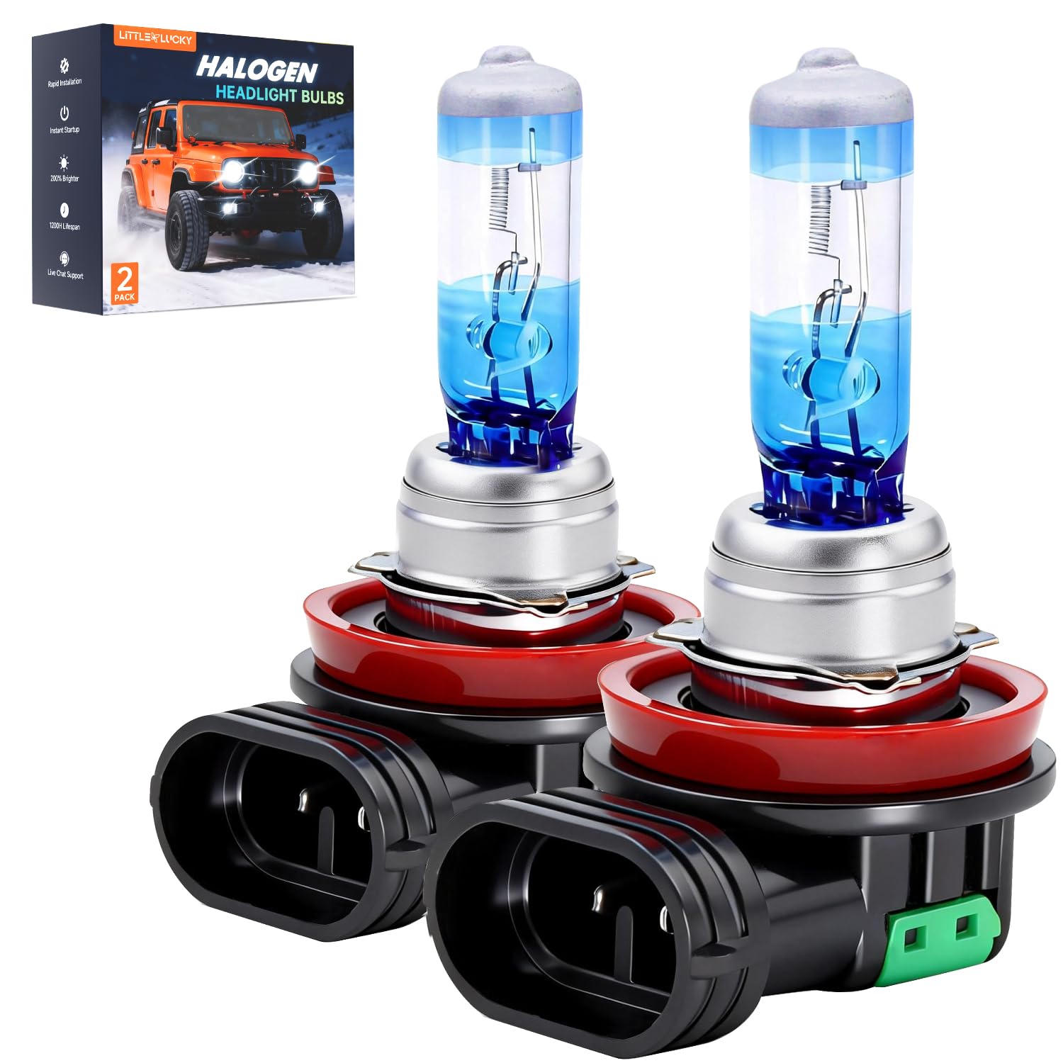 H11 Halogen Headlight Bulbs, 3800K Warm White, 300% Brighter, OEM Fit | 12V 55W 