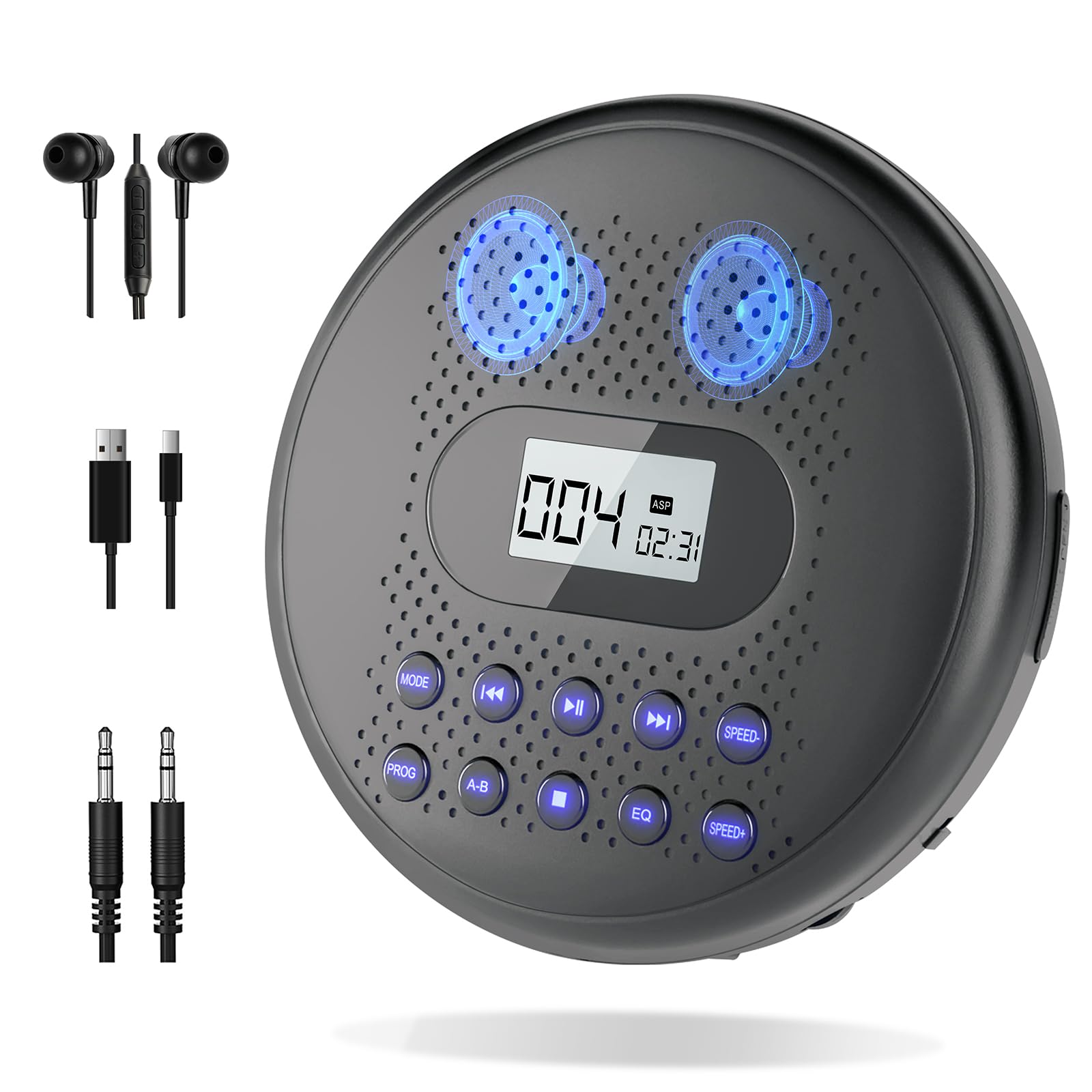 ARAFUNA Portable CD Player with Dual Stereo Speakers, Rechargeable for Car | Dis