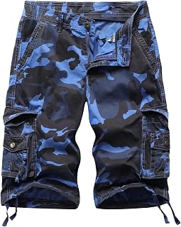 Mens Cargo Shorts Multi Pocket Twill Cotton Relaxed Fit Outdoor Camouflage Cargo Shorts for Men