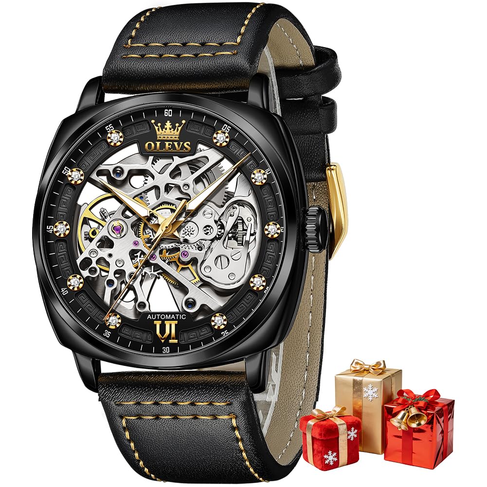 OUPINKE Mens Watches Automatic Skeleton Mechanical Watches for Men Self Winding 