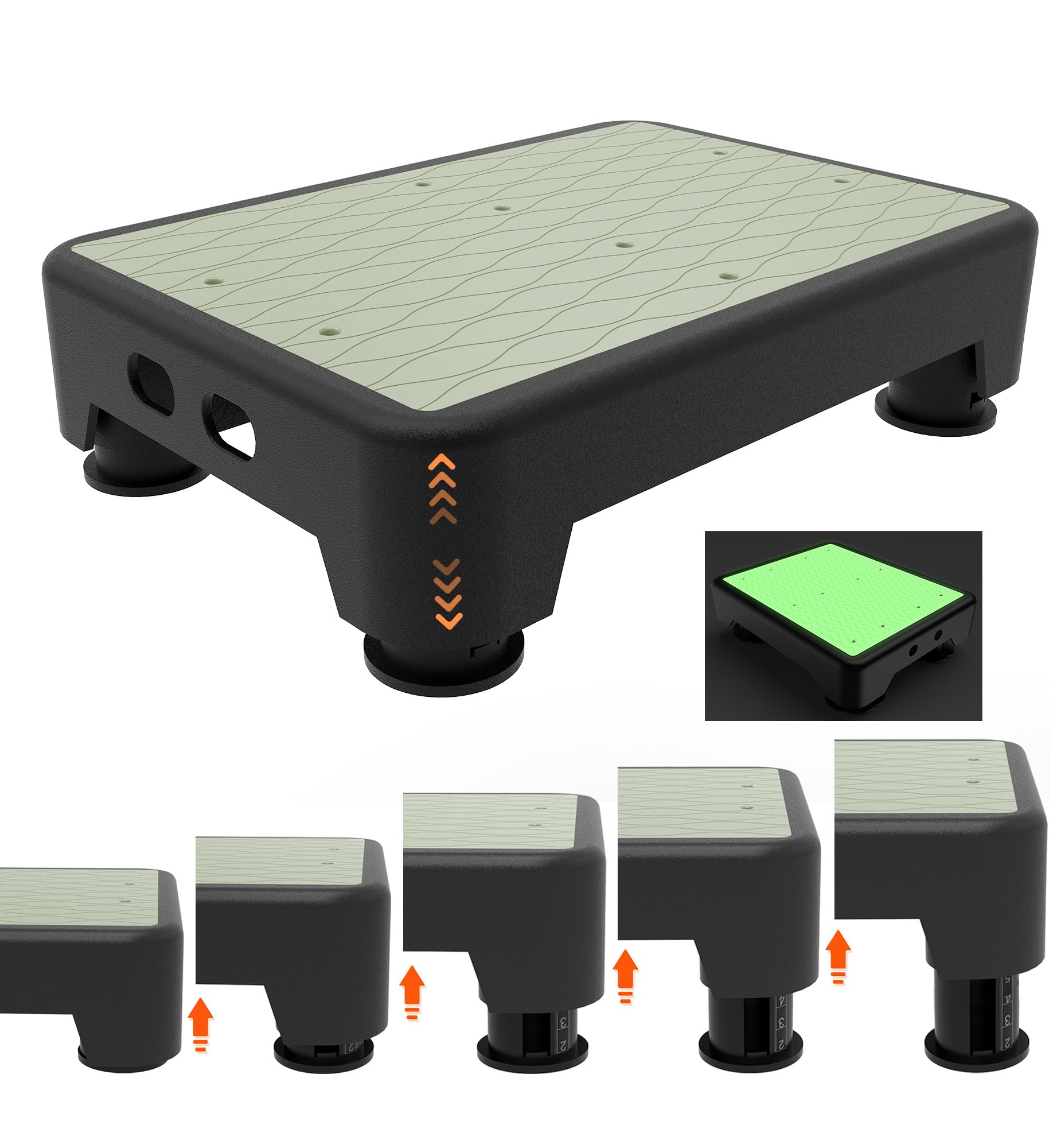 LIFTOZA 5-Level Adjustable Step Stool, Noctilucent Bedside Step, 700 LBS Capacit
