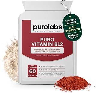 Purolabs Vitamin B12 Tablets 1000µg – High Strength Methylcobalamin for Energy, Immunity & Tiredness – Premium Vitamin B12 Supplements & Capsules – Vegan, High Absorption, No Fillers – 60 Count