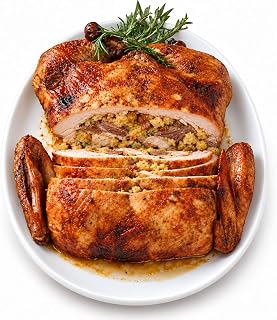 Creole Foods Turducken, Cornbread Stuffing, 10 lb | Turkey, duck and chicken layered with savory dressing for roasting, holiday dinners and gatherings; serves about 15.
