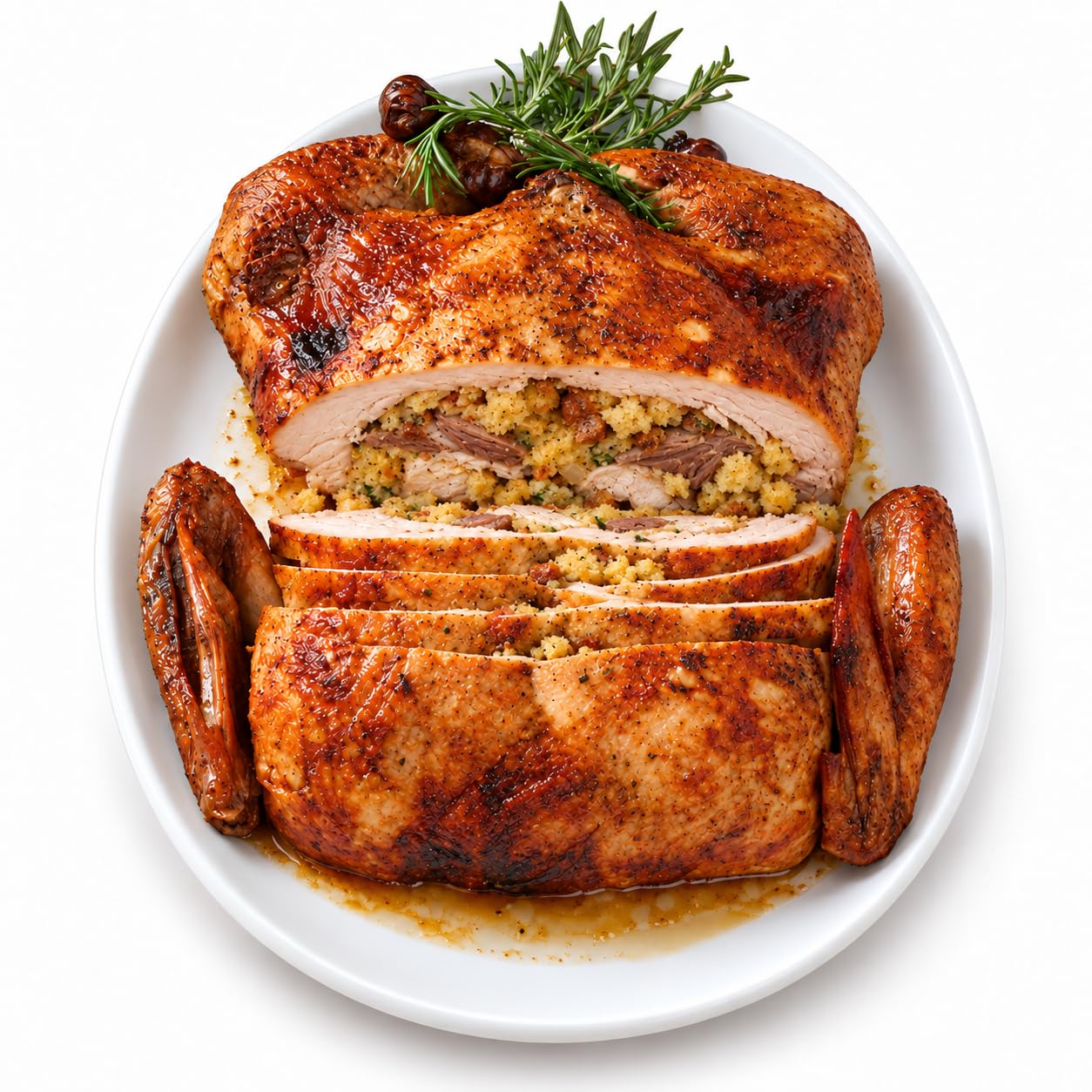 Creole Foods Turducken, Cornbread Stuffing, 10 lb | Turkey, duck and chicken lay