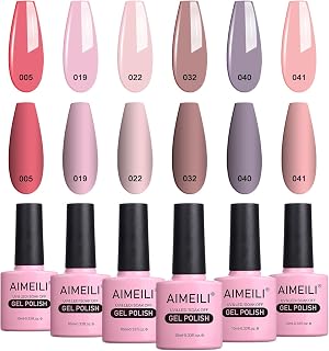 AIMEILI Soak Off UV LED Nude Pastel Vernis à Ongles Gel Semi-Permanent Lot Color Mix/Multi-Colored Set Ensemble de Couleurs 6 X 10ml - Kit 22