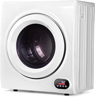 Euhomy 3.5 Cu.Ft. Clothes Dryer, 120V Portable Dryers for Laundry, 1500W, 4 Functions, LCD Control Panel Compact Dryer with Exhaust Pipe, Front Load Dryer Machine, Apartment, Home, RV, White