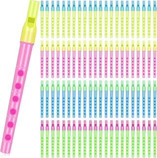 Lukmaa 100 Pcs Musical Recorder Bulk 6 Hole Plastic Recorders Kids Flute | Music Instruments, Descant Soprano Baroque Style, Little Plastic Clarinet for Kids Student School Approved Beginner Gift