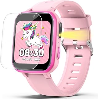 zicor Kids Smart Watch Gift with Dual Camera, Puzzle Games, Pedometer, Music Player, Video Recorder, Parental Control, Alarm Clock, HD Touch Screen, Toy Smart Watch for Boys and Girls Age 6-12 (Pink)