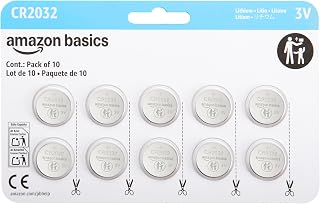Amazon Basics - 10 Pack CR2032 Lithium Coin Cell Batteries, 3 Volt, Long Lasting, Mercury Free
