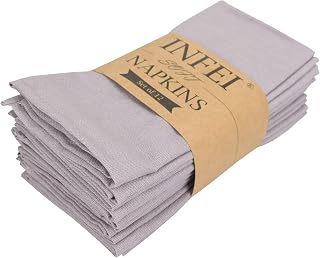 Soft Cotton Blend Linen Dinner Napkins Cloth 12 Pack (40x40cm) for Events and Home Use (Grey)