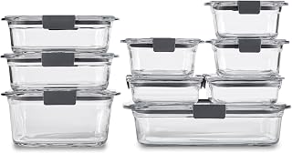 Rubbermaid Brilliance Glass Food Storage Containers, Assorted Sizes, Set of 9, BPA-Free, Leak-Proof, Clear