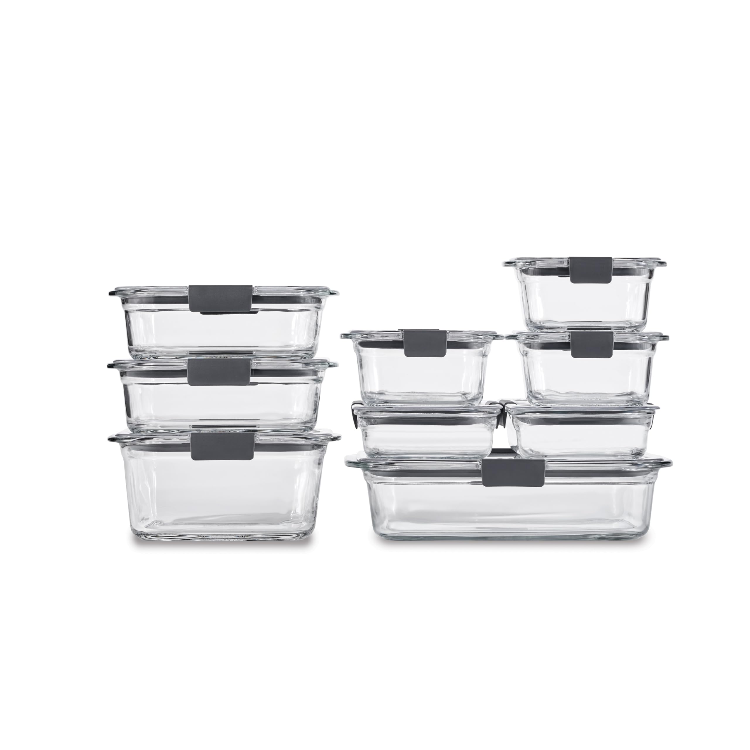 Rubbermaid Brilliance Glass Food Storage Containers, Assorted Sizes, Set of 9, B