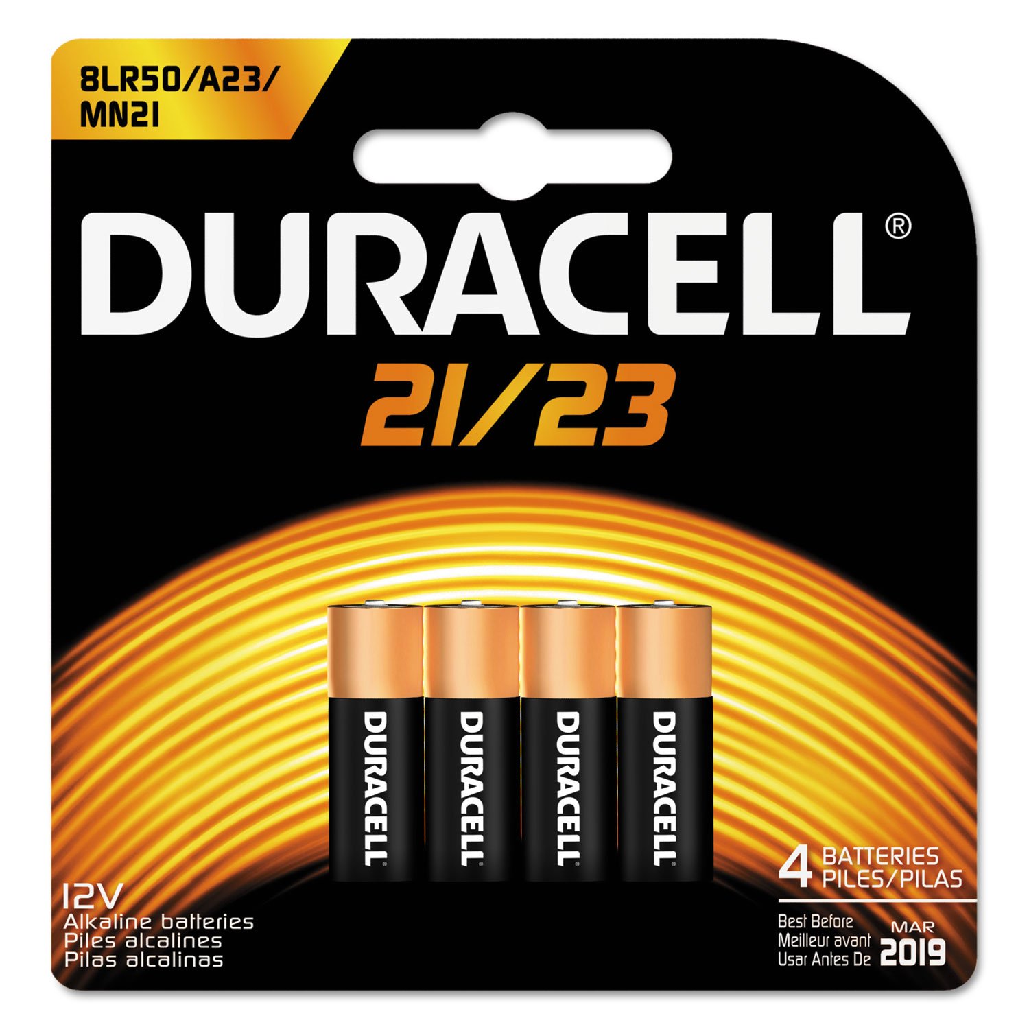 Duracell 21/23 12V Alkaline Battery, 4 Count Pack, 21/23 12 Volt Alkaline Batter