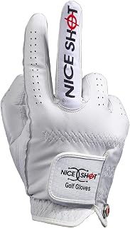 Nice Shot The Bird Men's Golf Glove in Cabretta Leather, White