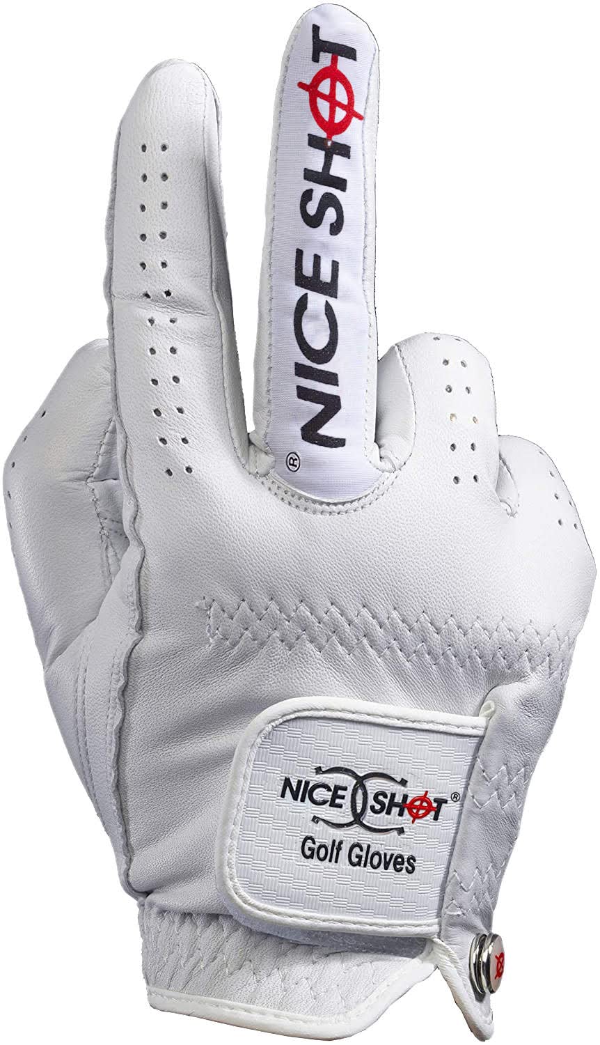 Nice Shot The Bird Men's Golf Glove in Cabretta Leather, White