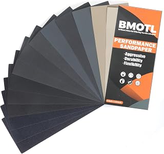 BMOTL Wet Dry Sandpaper Sheets 9x3.6, 120-5000 Assorted Grit, 42Pcs | Premium Silicon Carbide Sand Paper for Wood Furniture Finishing, Automotive Polishing, Metal Sanding