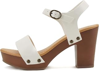 Soda CHIVAS ~ Women's Bold Buckles Studded Wedge Sandal