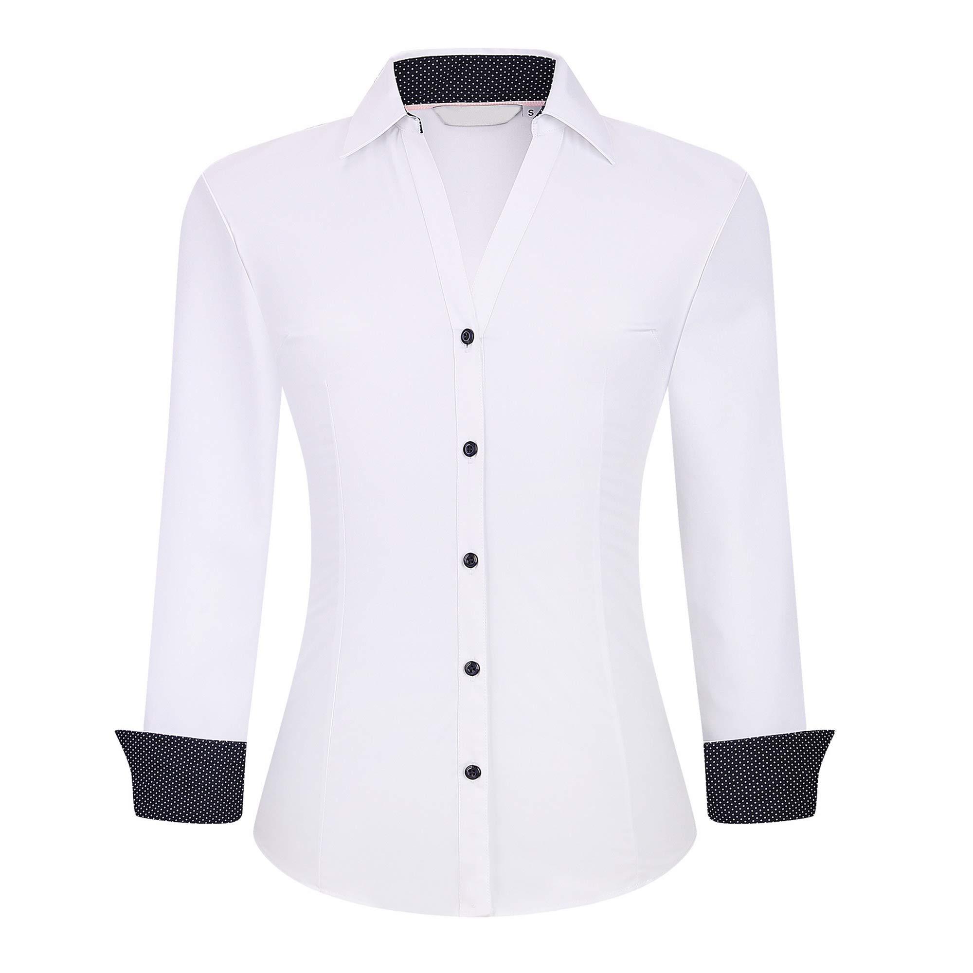 Alex Vando Women's Long Sleeve Dress Shirt Wrinkle Free Stretch Casual Work Blou