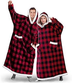 Oversize Hoodie Blanket with Sleeves, Sherpa Cuddly Blanket, Men and Women