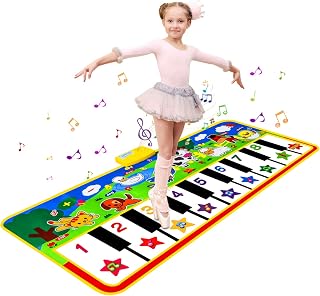Floor Piano Mat, Musical Toys for Toddlers 1-3 Piano Keyboard Music Mat | 53'' x 23'' Piano Mat for Kids, Dance Touch Play Mat, Electronic Keyboard 8 Animal Sounds, Gifts for 3 4 5 Year Old Girls
