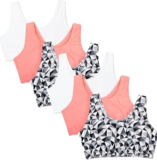 Fruit of the Loom Women's Multi Pack Tank Top Style Sports Bra, Kaleidoscope/Kaleidoscope/White/Punch Peach/Punch Peach, 38