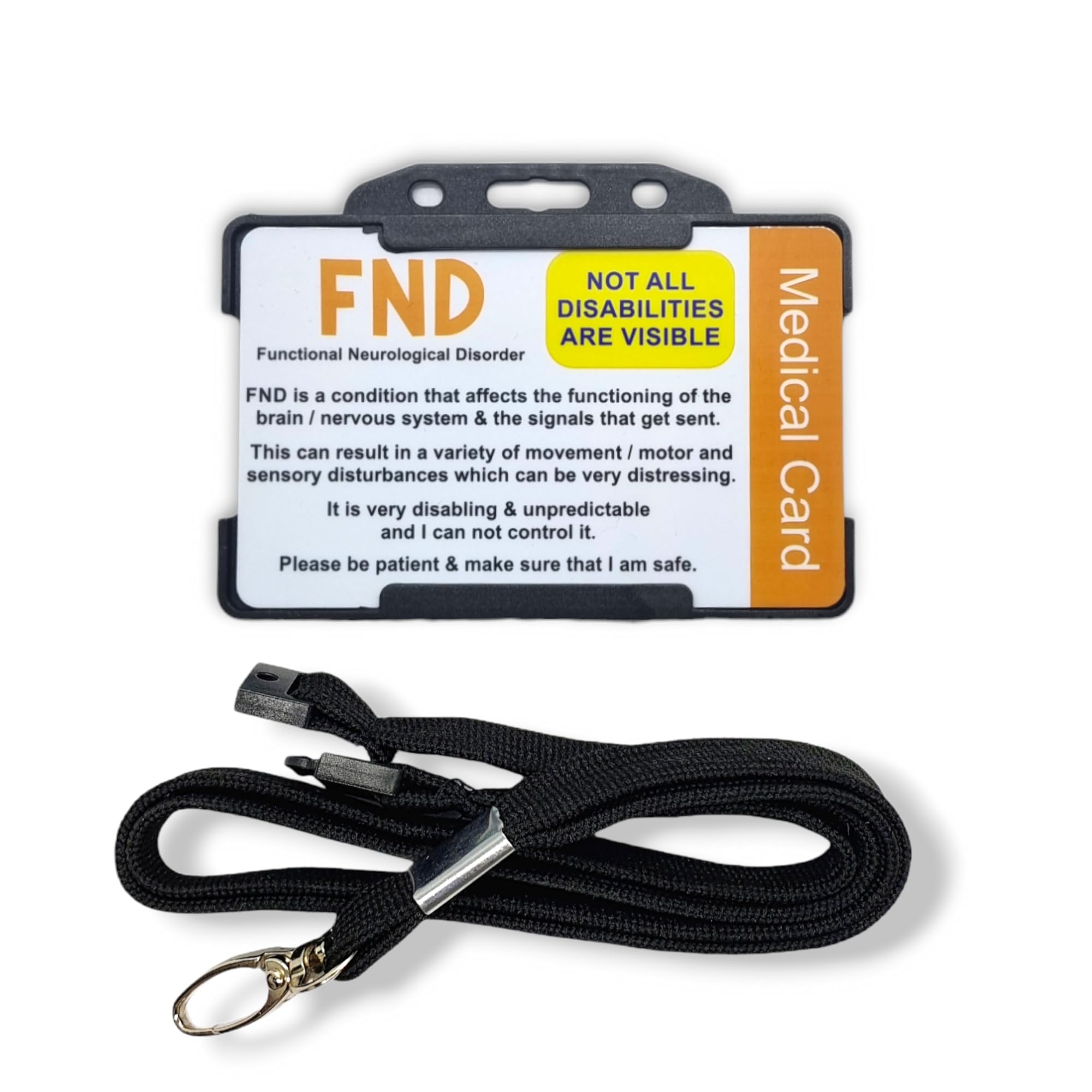 FND Awareness Medical Card with Lanyard - Hidden Disability Awareness