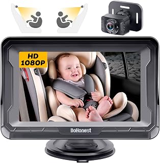 DoHonest Baby Car Camera HD 1080P: Rear Facing Car Baby Monitor Clear Image | Crystal Night Vision, Adjustable View Angle, Easy Setup, Anti-Glare Display, Safety for Kids & Infants