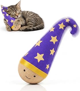 Lulu's world Solid Wood Wobbler Cat Toy with Catnip for Cats,Natural Style | Cat Punching Bag,360° Irregular Motion,Noiseless Physical Drive, Hardwood Construction, Rounded Finish,Interactive Toys