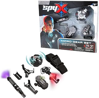SpyX / Micro Gear Set - 4 Real Spy Toys Kit + Adjustable Belt for Spy Kids Role Play. Junior Secret Agent/Detective/Ninja Toy Gadgets Set for Boys & Girls