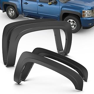 KUIPERAUTO OE Factory Fender Flares Compatible for 07-13 Chevy Silverado 1500 5.8ft Short Fleetside Bed (Not for 2007 Classic models) Smooth Black Paintable Wheel Flare Front Rear 4PCS